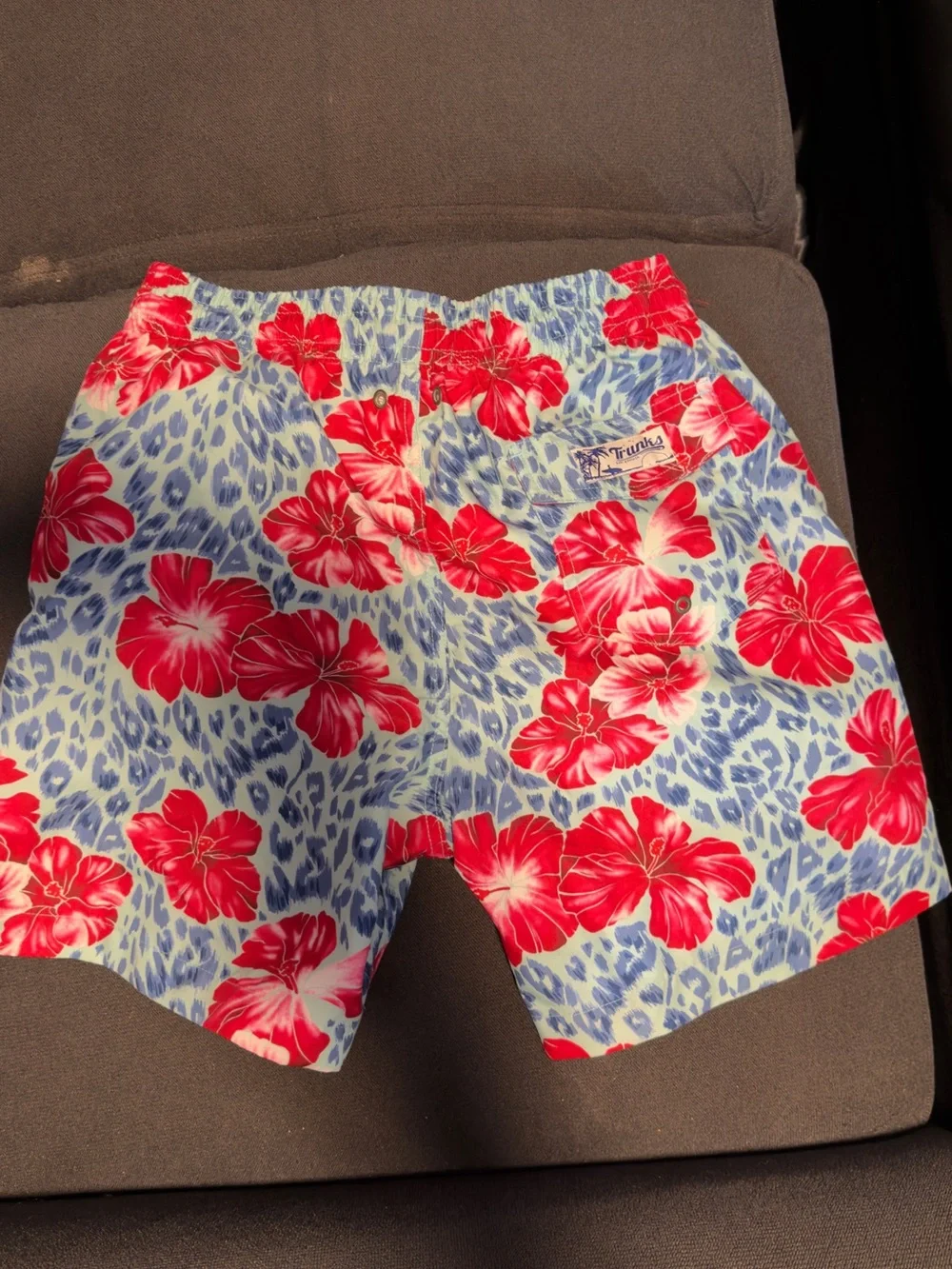 Hurley Light Blue Swim Trunks with Red Floral Print